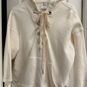 Good American Cream Lace Up Hoodie for Women